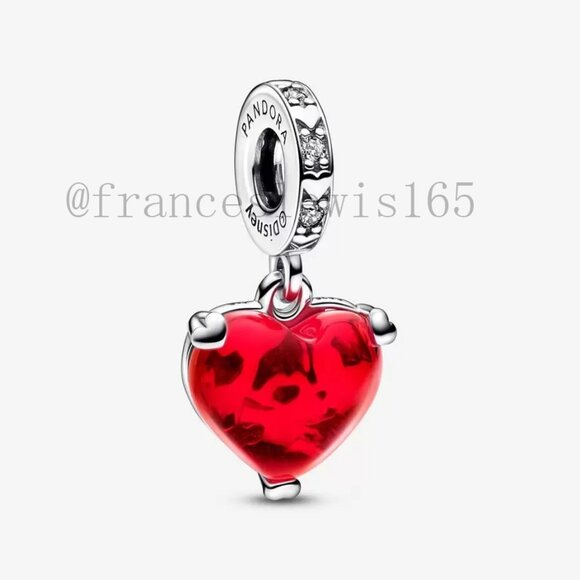 Pandora Mickey & Minnie Mouse Kiss Red Murano Glass Dangle Charm - Picture 1 of 4